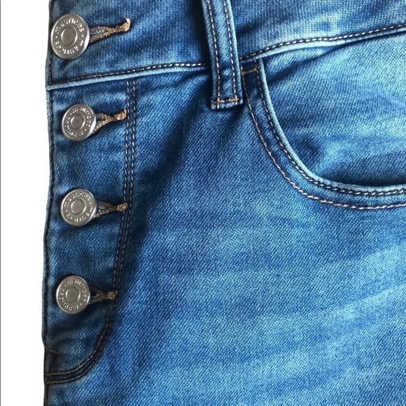 Maurices High Rise Button-Fly Stretch Jean/Legging Skinny Size M Long Blue - Picture 3 of 7